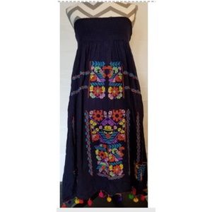 Strapless Navy Blue Summer Dress